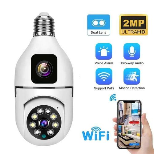2MP+2MP V380 Bulb WIFI Indoor Camera Dual Lens